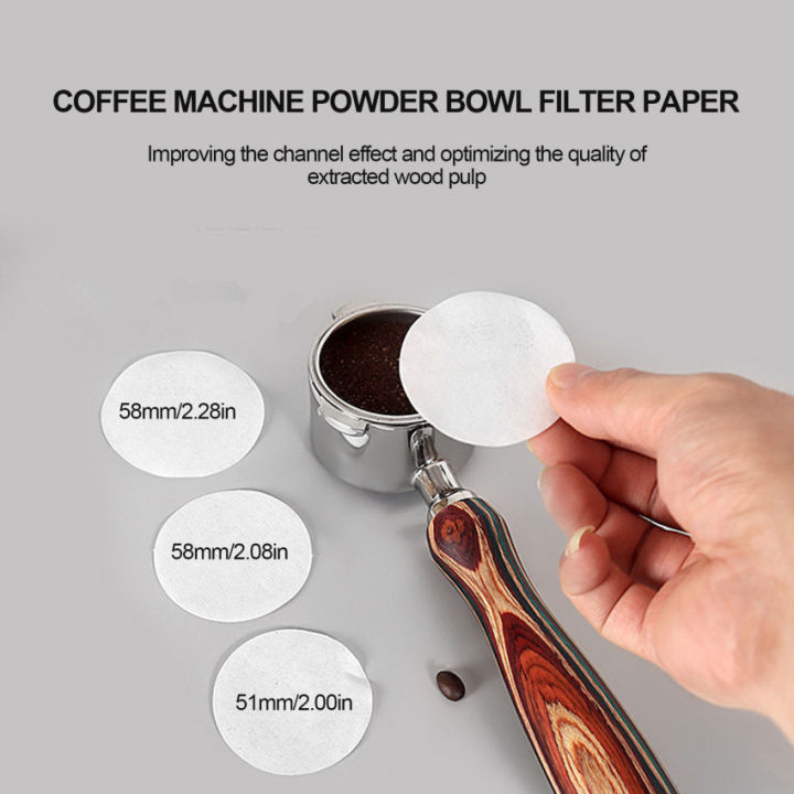 กระดาษรองกลมกรองชามผงกาแฟขนาด51-53-58มม-ตัวกรองแยกน้ำที่จับกาแฟกระดาษกระดาษกรองแบบใช้แล้วทิ้ง