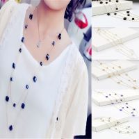 hang qiao shopAi Home Womens Square Long Chain Sweater Necklace Fashion Jewelry Double Long Tassel Necklace