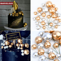 20PCS Gold/sliver Ball Cake Topper Cake Decor Plugins for Baking Decorations