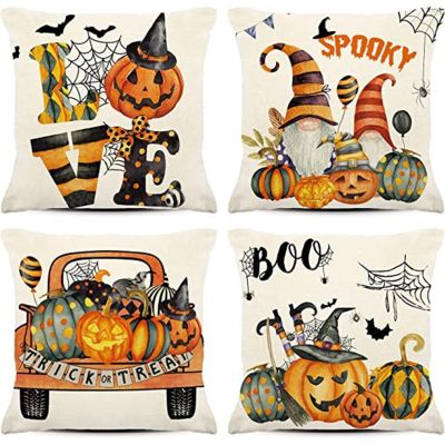 【CW】 4pcs Pumpkin Figure Pillowcases Room Farmhouse Bedroom Outdoor Sofa Pumpkins Pillowcase