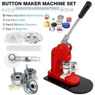 Button Maker Machine 25-75MM DIY Button Pin Badge Brooch Maker with 100Pcs Button Parts+Circle Cutter+Mold Badges Press Machine