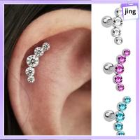 JING 1Pcs ผู้หญิง คริสตัล เจมส์ โอปอล สแตนเลสบาร์ ต่างหูสตั๊ด เจาะหู กระดูกอ่อน Helix Tragus เครื่องประดับร่างกาย