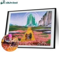 Wizard Of Oz ชุดภาพวาดเพชร DIY แบบ5D Mata Bor Persegi เต็มรูปแบบศิลปะการตกแต่งผนังงานฝีมือ