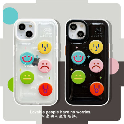 เวอร์ชั่นเกาหลีมีสีสันยิ้มแย้มแจ่มใสสำหรับ iPhone13ProMax Air Cushion Anti Drop Case สำหรับ iPhone12/11 กรณีคู่สำหรับ iPhone14 แฟชั่นกระเป๋าถือ Lanyard Case สำหรับ iPhone12ProMax