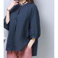 【มีไซส์ใหญ่】Plus Size M-3XL Half Sleelve Officewear Tops Women Solid Color A-line Summer Blouse Oversized Blusas