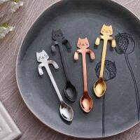 304 Stainless Steel Cat Teaspoon Cute Spoon Ice cream Coffee Tea ช้อนกาแฟสแตนเลส ช้อนขนาดเล็ก 1 ชิ้น รูปแมวน่ารัก สวยงาม