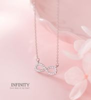 s925 Infinity necklace สร้อยคอเงินแท้ อินฟินิตี้ ประดับ Cubic Zirconia (CZ) ใส่สบาย เป็นมิตรกับผิว