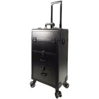 【YF】 Makeup Storage Box Beauty Artist Suit Luxury Aluminum Rolling Wheel Barber Toolbox Vintage Manicure Embroidery Trolley