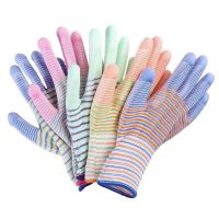 12 pairs of thin nylon zebra glue coated palm summer breathable antiskid labor work work labor insurance gloves for men and women