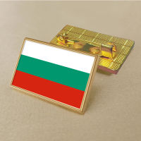 Bulgarian flag pin 2.5*1.5cm zinc alloy die-cast PVC colour coated gold rectangular medallion badge without added resin