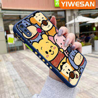 YIWESAN เคสสำหรับ Realme 3 3i 3 Pro,เคสช้อนส้อมมีดหมีพูห์ลายการ์ตูนวินนี่มีน้ำค้างแข็งโปร่งใสขอบสี่เหลี่ยมด้านข้างแข็งลายกล้องปลอกซิลิโคนเคสนิ่มป้องกันการกระแทก