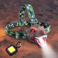 【lz】☾  Dinosaur Headlamp for Children Dinosaur Toys Reading Light Halloween Natal Birthday Gift Boy Girl Kids