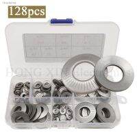 ☁►♙ 128Pcs M3 - M12 Stainless Steel Washers Metric 304 Stainless Steel Belleville Spring Disc Washer Assortment Set