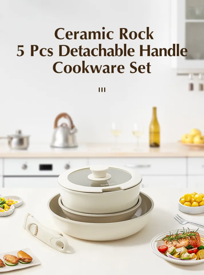 Redchef 5 Piece Nonstick Ceramic Pots and Pans Set With Removable