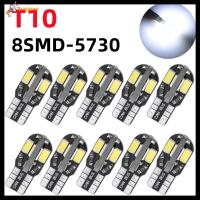 BAQEAN ไฟ LED 5730 8SMD สีขาวหลอดไฟ10ชิ้น,หลอดไฟ LED ป้ายทะเบียนรถทรงโดมสำหรับอ่านหนังสือ W5W T10