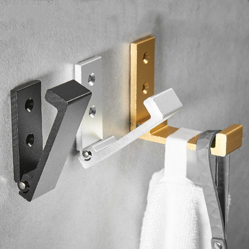 [Hot K] 1PC Wall Mounted Space Aluminum Hanging Household Bathroom And Kitchen Supplies Storage Foldable Multi Function Towel Coat Hooks