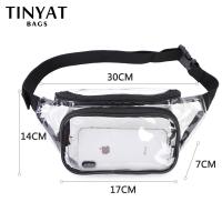 TINYAT Summer Waist Bag PVC Clear Waist bag waterproof Jelly belt bag for girl walk dog bag transparent casual fanny pack