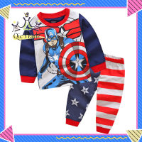 【Fast Delivery?】2pcs Children Pajamas Suit Cotton Long Sleeves Cartoon Printing Tops Trousers Set For Boys Aged 2-8