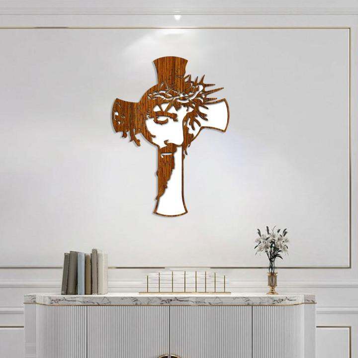 BolehDeals Crucifix Statue Jesus Wall Hanging Wooden Cross for Bedroom ...