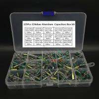 225Pcs/Box Capacitor Kit Aluminum Electrolytic Capacitors Set 15Values 16V-50V 1uF-470uF Assorted Kit Storage Low ESR Electrical Circuitry Parts