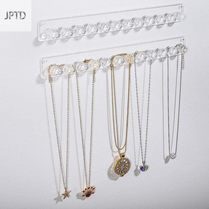 1pc Transparent Row Hook, Wall Mounted Necklace Hook, Wall Hanging Pendant  Storage Hook, Jewelry Collection Display Rack Hook, Jewelry Necklace Crysta