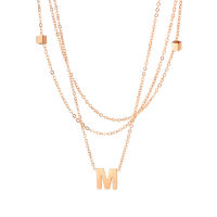 Hot Selling Ins Niche Design Titanium Steel Necklace Female Internet Celebrity Graceful And Fashionable Multi-Layer Letter M Pendant