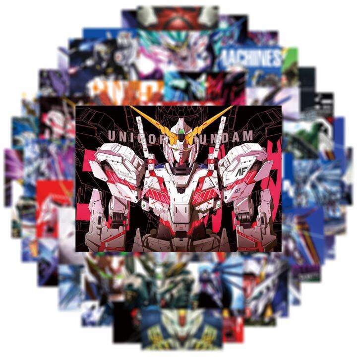 hotx-dt-10-30-50pcs-gundam-anime-cartoon-stickers-car-motorcycle-luggage-graffiti-sticker-kid