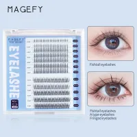 【Free Glue】 MAGEFY 240 Bunch/Box Fiber False Eyelashes With Makeup Brush Black Curly Natural Graft Beauty Tools 5/6/7/9/10/11/12MM C-degree Curled Eyelash Extension