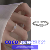 COCOJEWELRY เกาหลีใต้ใหม่สแควร์เพชรเปิดแหวน