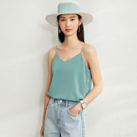 Amii Minimalism Summer Tops For Women Fashion V Neck Tank Tops Casual Solid Camisole Side Single Breasted Womens Vest 12020090