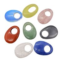 【cw】 Stone Pendants for Jewelry Making Necklace Chakra Reiki Gem Hollow Egg-shaped Charms Accessories