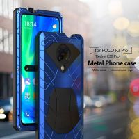 【Shell set]สำหรับ Xiaomi POCO F2 Pro R Edmi K30 Pro POCO X3 NFC Pro กรณีฮาร์ดอลูมิเนียมโลหะหนักฝาครอบป้องกันด้วยกระจก