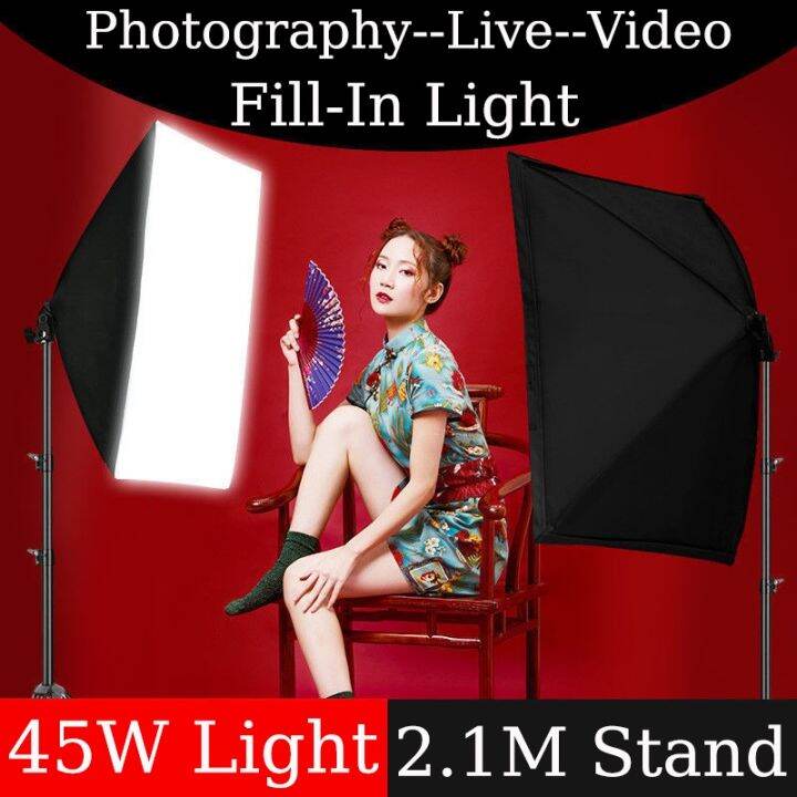 45W Light Bulb Photography Studio Video Stand Lights Lighting Kit