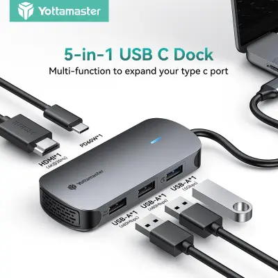 Yottamaster 10 in 1 USB C ฮับ 4K 60Hz ประเภท C ถึง HDMI VGA USB 3.0 อะแดปเตอร์ Type C ฮับ ท่าเรือ RJ45 SD TF Card ตัวอ่าน PD 100W ที่ชาร์จ สำหรับ แมคบุ๊กโปรแอร์ สมุดบันทึก USB C ตัวแยก