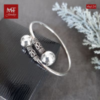 MT กำไลข้อมือเงินแท้ หัวบอลกลม แบบไขว้ สไตล์บาหลี ข้อมือ 16, 17 ซม. Solid 925 Sterling Silver Bangle (sbg124) MT Jewelry มณีธารา