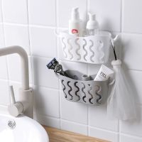 【CW】 Shelf Organizer Kithchen Sink Wall Storage Holder Shelves Punch Strainer Basket 1pc