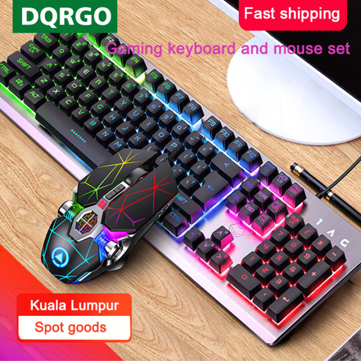 Keyboard and Mouse Kit Set Wired RGB 104 Keys Caps Mechanical Feel
