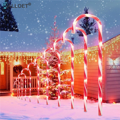 LED Christmas Lights Candy Cane Fairy Landscape Lighting Outdoor Garden Pathway Yard Lawn Lamp Home New Year Xmas Decoration