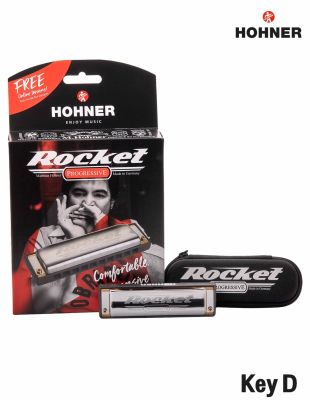 Hohner  Rocket ฮาร์โมนิก้า 10 ช่อง คีย์ D ซีรี่ย์ Progressive (เมาท์ออแกน, Harmonica Key D) + แถมฟรีเคสซิปล็อค ** Made in Germany **