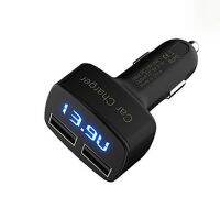 ?ห้ามพลาด! Car Charger ที่ชาร์จศัพท์มือถือ ติดรถยนต์ วัดแรงดัน กระแส อุณหภูมิได้  2 หัวชาร์จ USB (ได้เฉพาะ: สีขาว ตัวเลขสีฟ้า) Very Hot