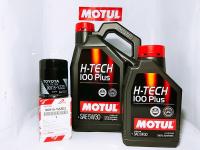 MOTUL H-TECH 100 Plus 5W-30 สังเคราะห์แท้ 100% 4+1ลิตร  แถมฟรี กรองน้ำมันเครื่อง TOYOTA แท้ 1ลูก