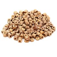 ☜ 100pcs 3mm(ID) x 5mm(OD) Metric Threaded Brass Knurl Round Insert Nuts Gold ToneM3 Thread