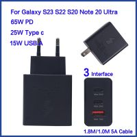 สำหรับ S22 5G ชาร์จเร็ว65W Type C 25W 15W อะแดปเตอร์สำหรับ S21 S20 Note20 S10 S9 Plus