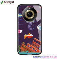 สำหรับ Realme 11 5G Realme Narzo 60 5G เคสลายการ์ตูนสำหรับเด็กผู้หญิงเคสลายสัตว์ญี่ปุ่นน่ารักแนวคิดศิลปะเคสกระจกเทมเปอร์ฝาหลังกันกระแทก