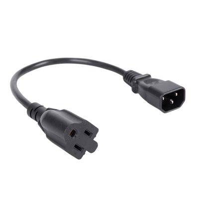 1ft IEC 320 C14 Male Plug to NEMA 5-15R 3 Female PC Power Adapter Cable Black