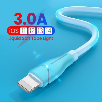 3A Liquid Soft Glue Fast Charging USB Cable For iPhone USB A To 8 Pin Charge Cabl Data Cord For iPhone 14 13 12 Pro Max 1/1.5/2m Cables  Converters