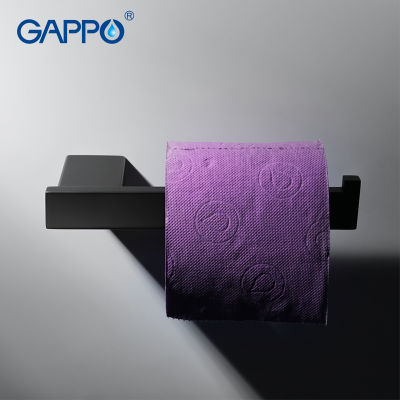 2022GAPPO ผู้ถือกระดาษห้องน้ำแขวนผ้าขนหนูอุปกรณ์ฮาร์ดแวร์ติดผนังสีดำที่ใส่กระดาษชำระแขวนสำหรับกระดาษชำระ