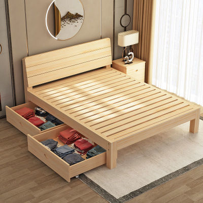 MANY เตียง เตียงไม้ เตียงไม้เนื้อแข็ง เตียงไม้ถูกๆ เตียงไม้พาเลท มี3ขนาด 4ฟุต 5ฟุต 6ฟุตไม้คุณภาพดี bed [พร้อมส่ง]