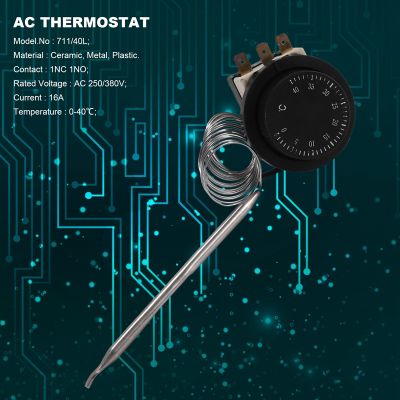 1NC 1NO AC 250V/380V 16A 0-40C Temperature Control Switch Capillary Thermostat