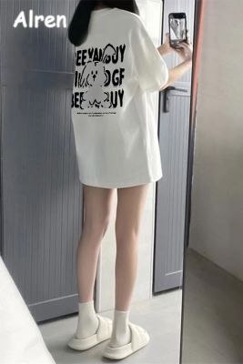 Tihik เสื้อยืดแขนเสื้อแขนสั้นคอกลมพิมพ์ลายแฟชั่นกระต่ายน่ารักโอเวอร์ไซส์สำหรับผู้หญิงสไตล์เกาหลี